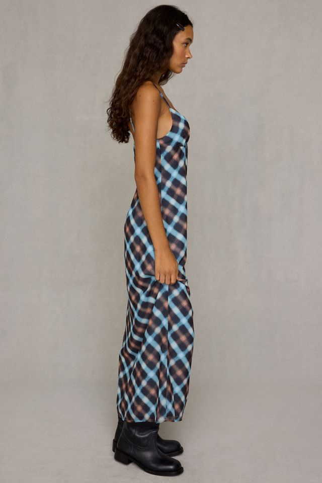 Motel Bianna Plunging Plaid Maxi Dress #2
