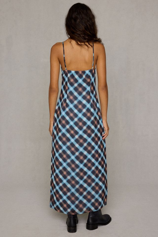 Motel Bianna Plunging Plaid Maxi Dress #3