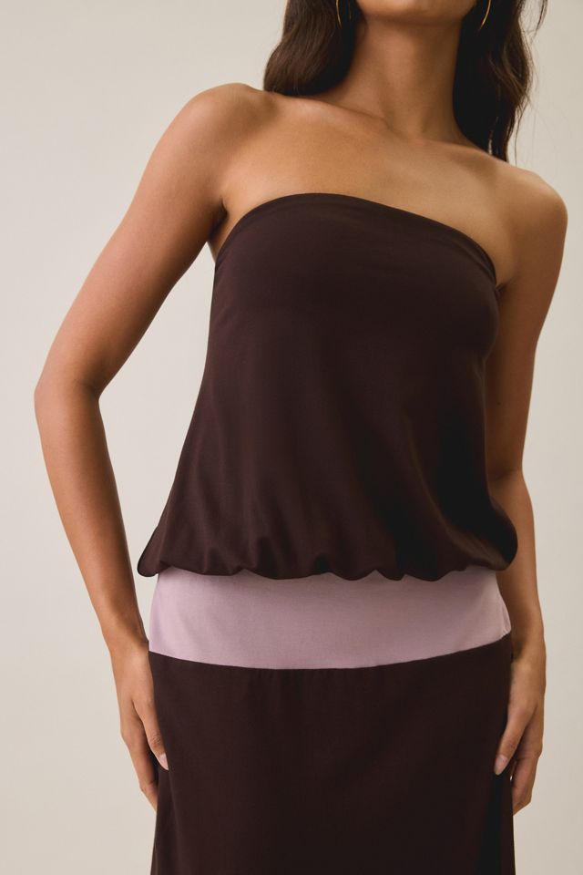 Motel Wiste Colorblock Draped Strapless Mini Dress #1