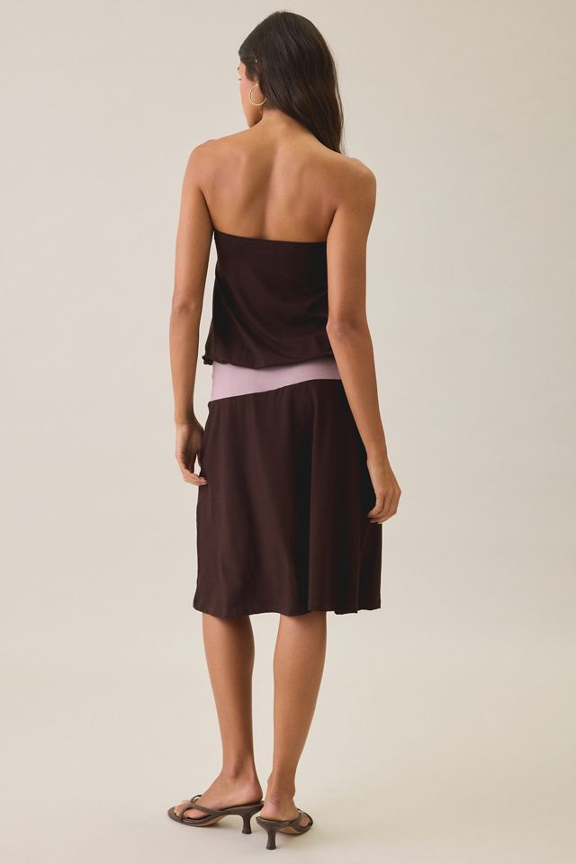 Motel Wiste Colorblock Draped Strapless Mini Dress #2