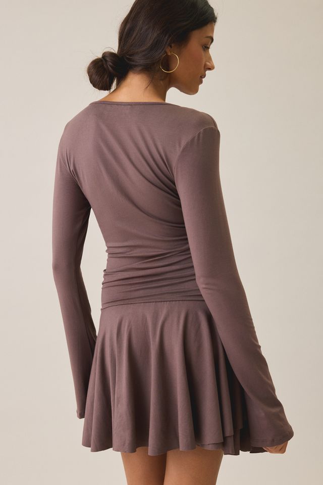 Motel Ginnie Plunging Surplice Long Sleeve Mini Dress #3