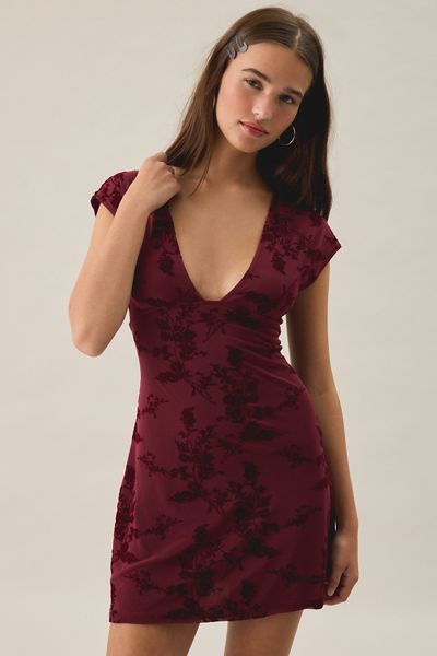 Motel Onyx Flocked Floral Mesh Bodycon Mini Dress