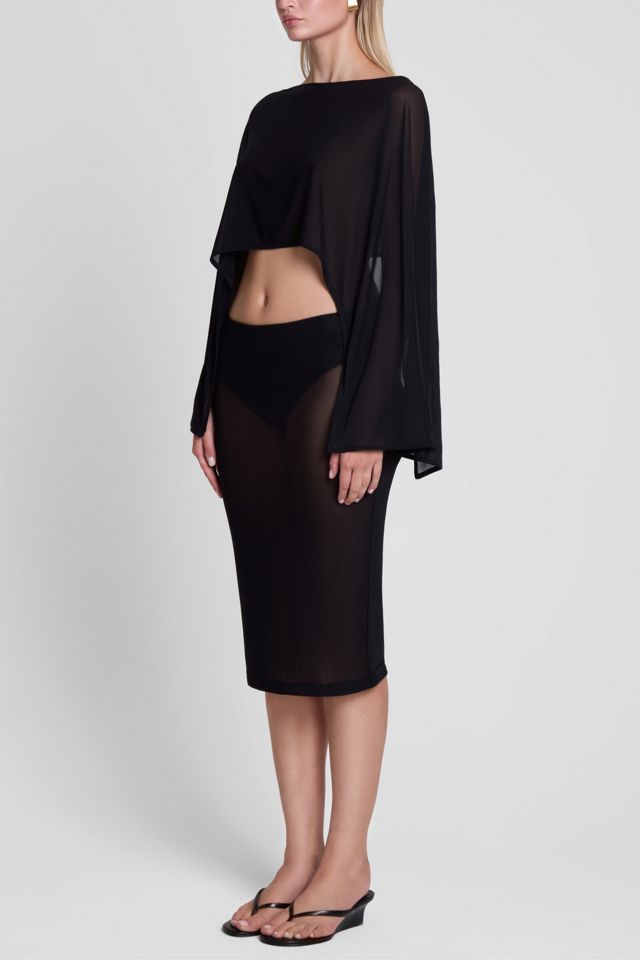 LEAU Vesper Sheer Mesh Knee Length Skirt #3