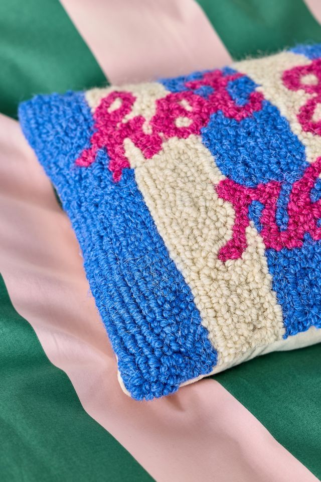 Novelty Text Tufted Wool Throw Pillow #1