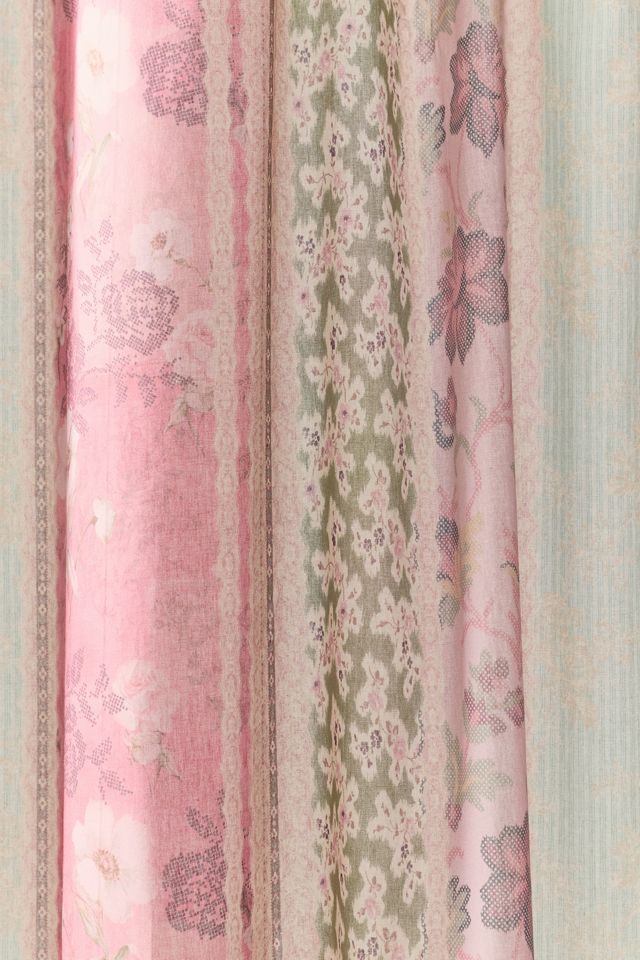Effie Floral Striped Patterned Shower Curtain #1