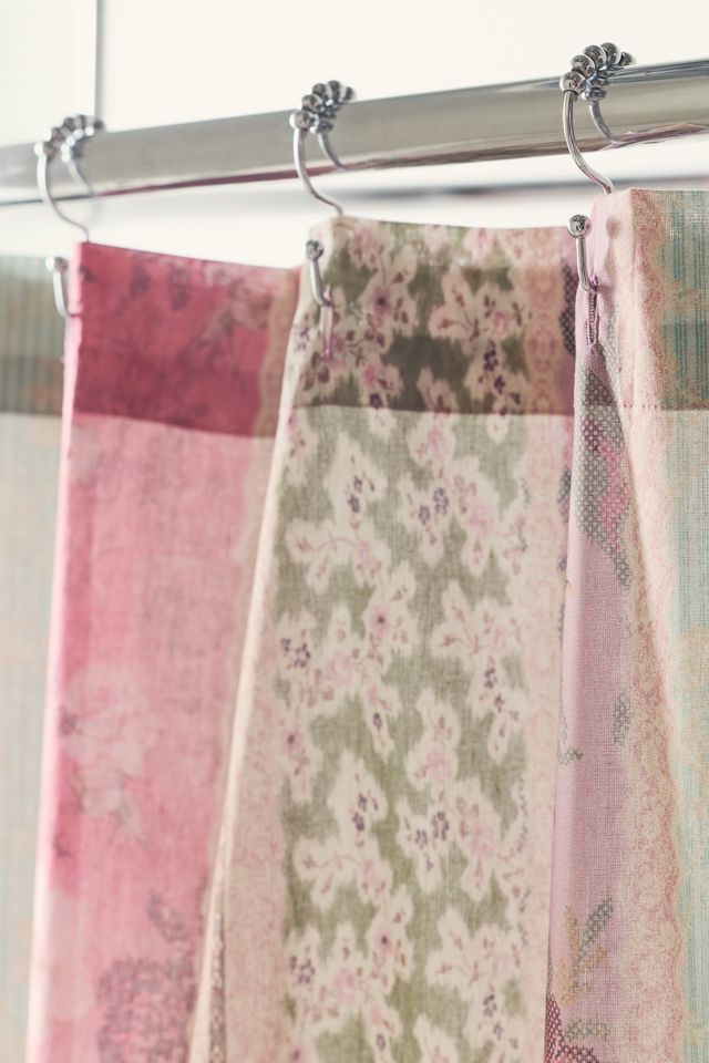 Effie Floral Striped Patterned Shower Curtain #2