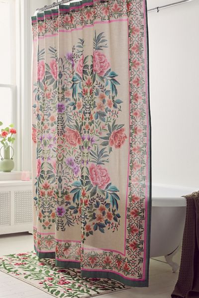 Gemma Floral Patterned Shower Curtain