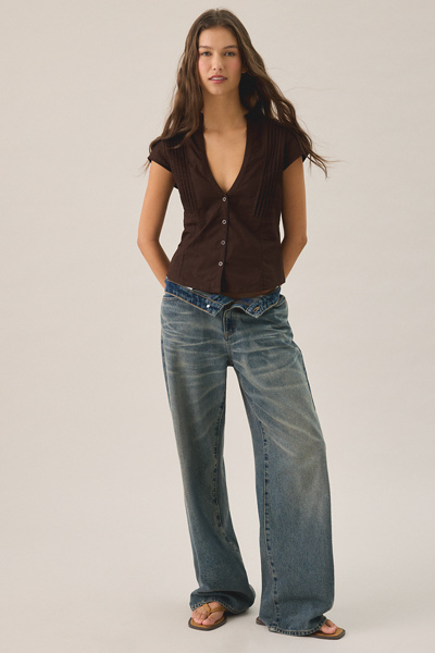 Motel Burke Cotton Poplin Cap Sleeve Blouse