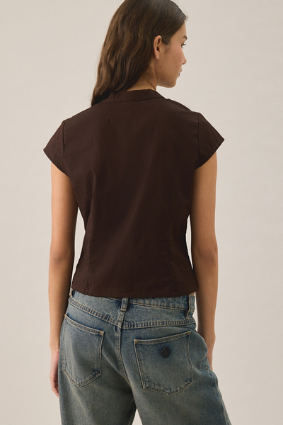 Motel Burke Cotton Poplin Cap Sleeve Blouse