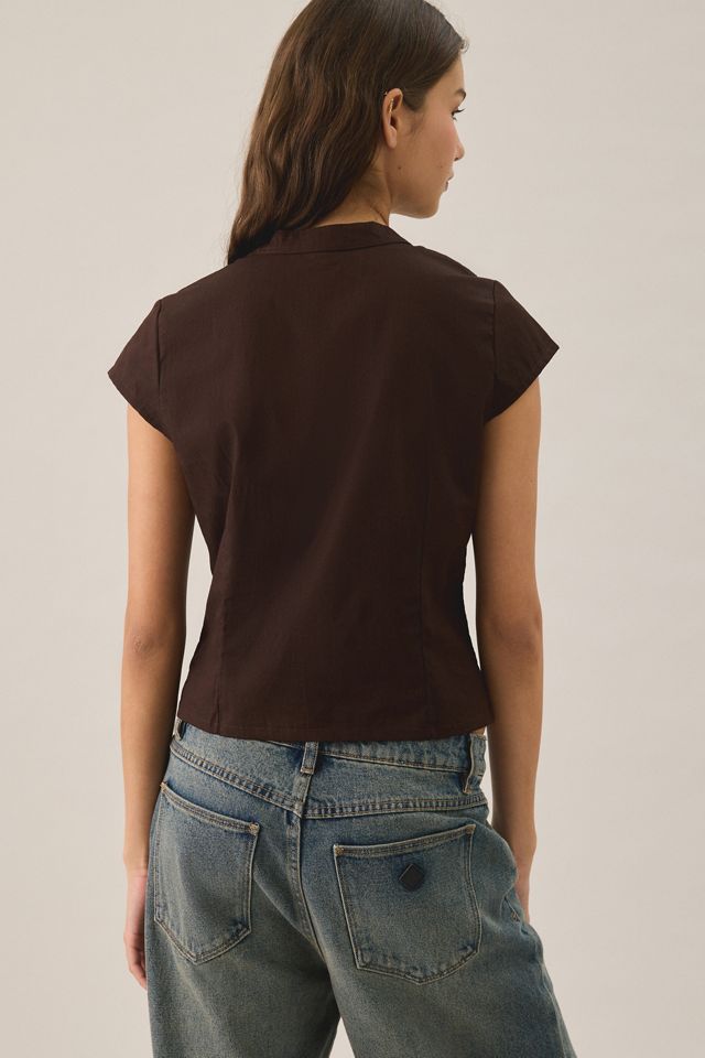 Motel Burke Cotton Poplin Cap Sleeve Blouse #3