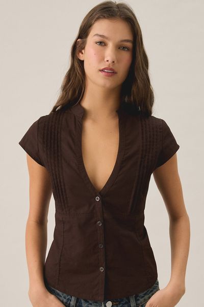 Motel Burke Cotton Poplin Cap Sleeve Blouse