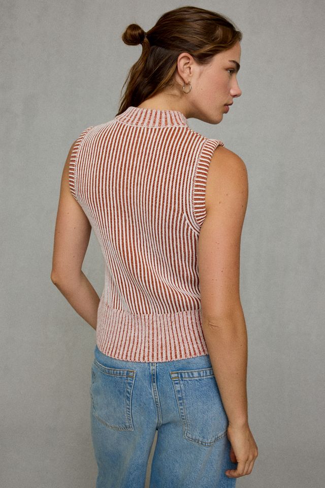 BDG Chloe Zip-Front Mockneck Ribbed Sweater Vest #3