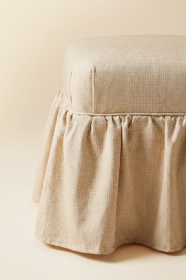 TOV Furniture Gertrude Skirted Linen Upholstered Ottoman #1
