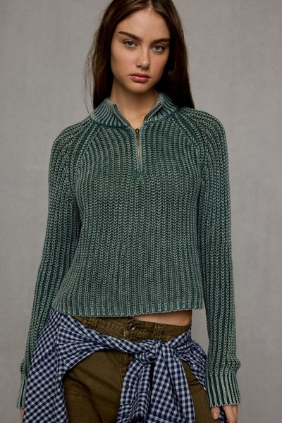 BDG Dakota Mockneck Quarter Zip Pullover Sweater