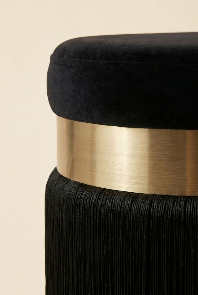TOV Furniture Melody Velvet Upholstered Tassel Ottoman #1