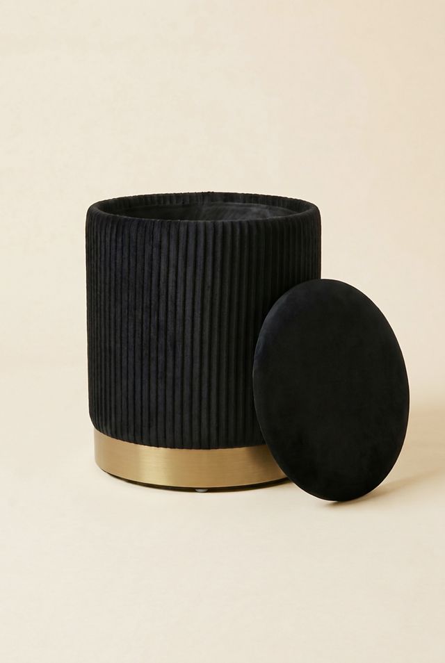 TOV Furniture Zoe Ribbed Velvet Upholstered Storage Ottoman #1