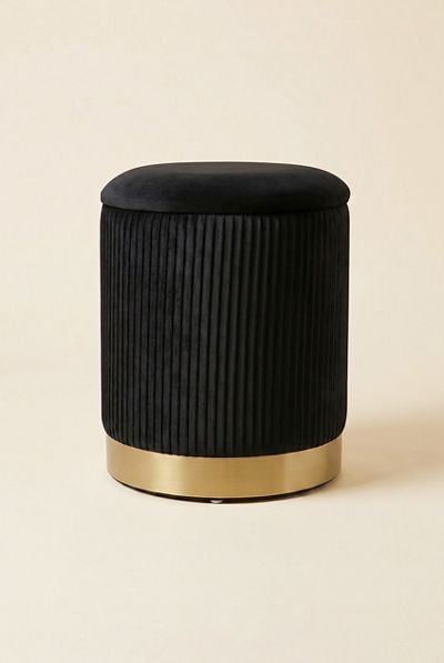 TOV Furniture Zoe Ribbed Velvet Upholstered Storage Ottoman