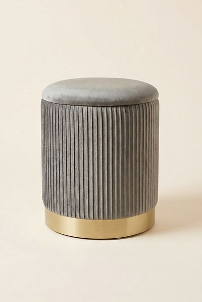 TOV Furniture Zoe Ribbed Velvet Upholstered Storage Ottoman