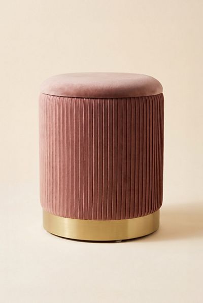 TOV Furniture Zoe Ribbed Velvet Upholstered Storage Ottoman