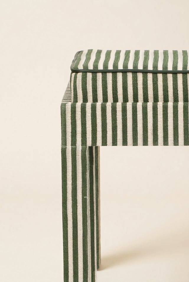 TOV Furniture Kora Striped Cotton Jute Upholstered Stool #1
