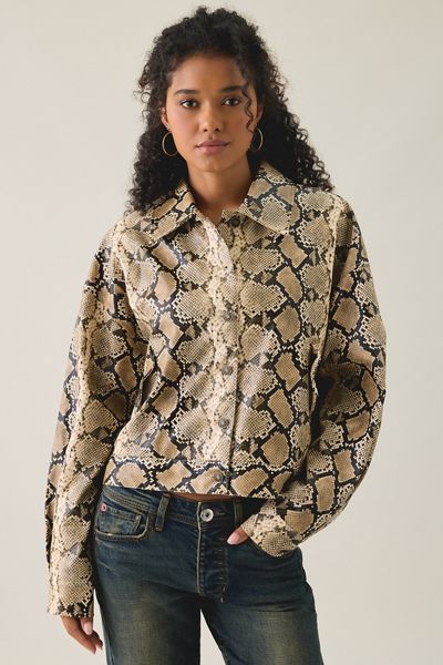 Lioness Angel Snake Print Faux Leather Jacket