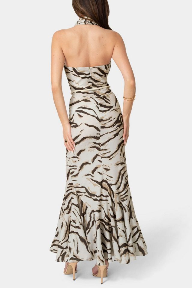 Bebe Printed Halter Flare Maxi Dress #2