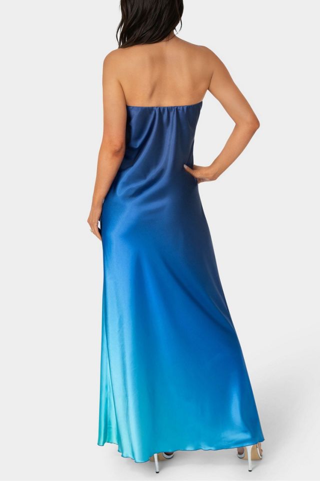 Bebe Ombre Satin Strapless Maxi Dress #1