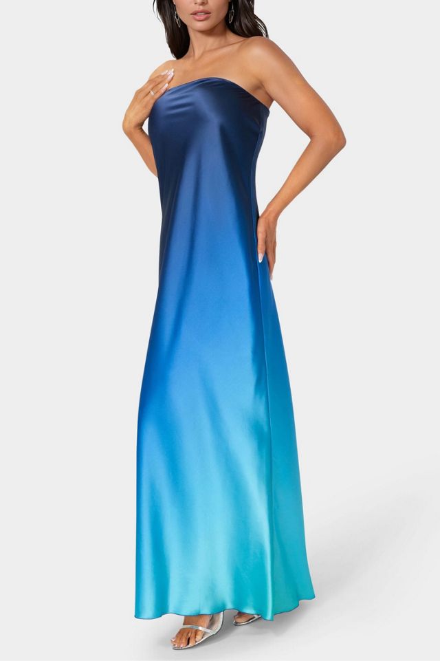 Bebe Ombre Satin Strapless Maxi Dress #2