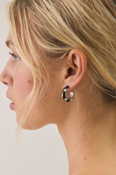 Boucles d'oreilles créoles Jane émaillées à pois