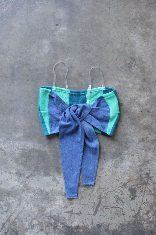 Vintage Reworked Towel x Denim Tie Top #1