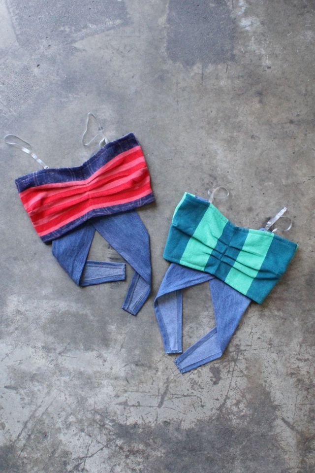 Vintage Reworked Towel x Denim Tie Top #2