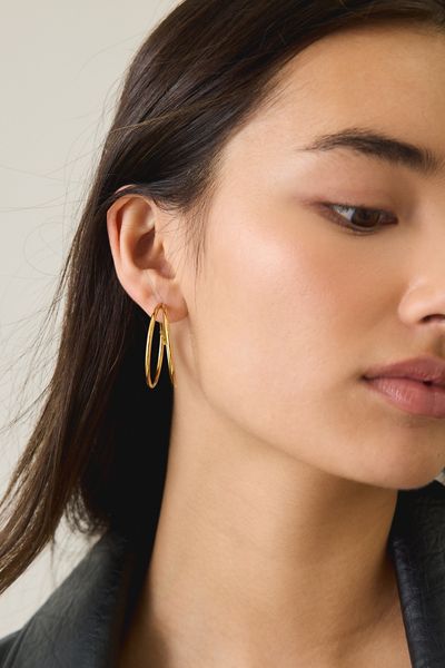 City Girl Waterproof Small Illusion Double Hoop Earrings