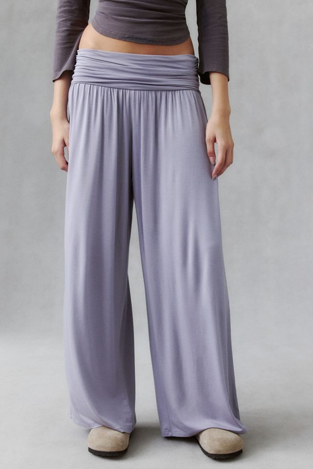 Pantalon à jambe large en jersey tricoté à taille repliée Angel Kiss Out From Under #1