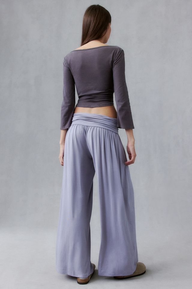 Pantalon à jambe large en jersey tricoté à taille repliée Angel Kiss Out From Under #3