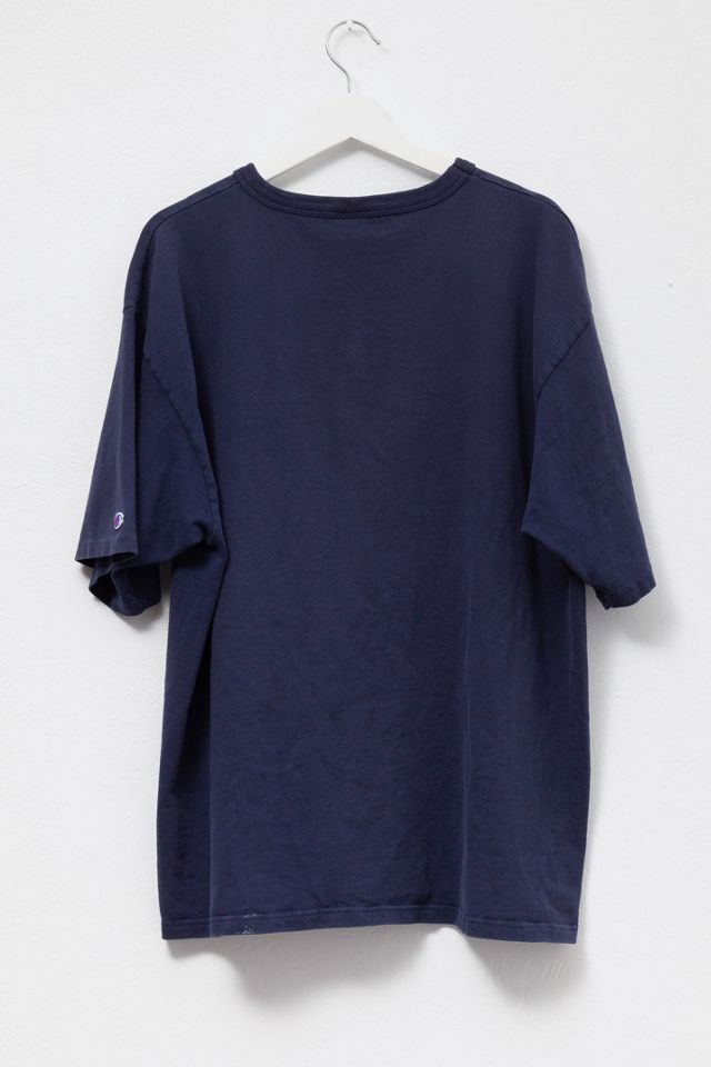 Vintage 1990s Champion Cotton Navy Blue Script Logo T-Shirt