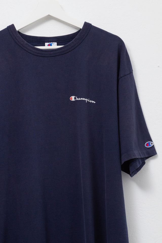 Vintage 1990s Champion Cotton Navy Blue Script Logo T-Shirt