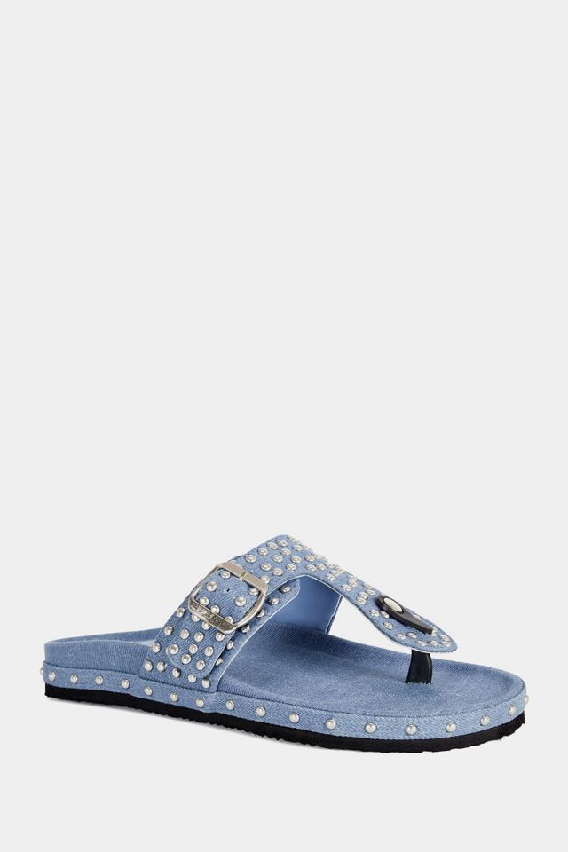 Azalea Wang Daisychain Studded Denim Thong Sandal #1