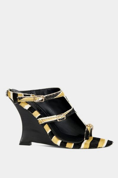 Azalea Wang Giannis Calf Hair Wedge Sandal