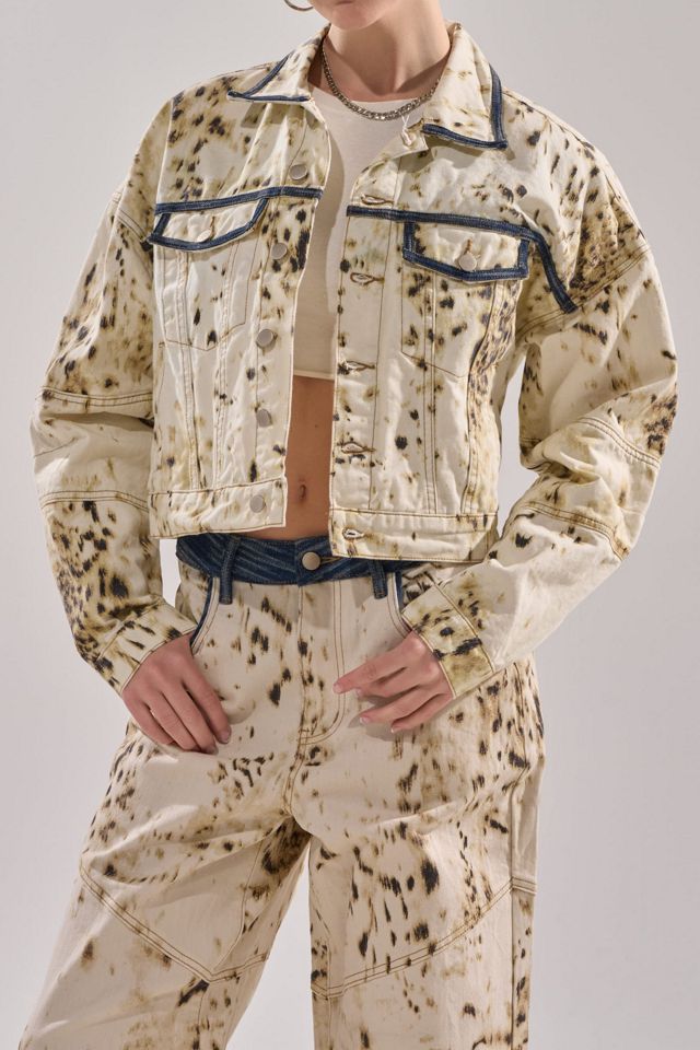 Azalea Wang Santana Cow Print Denim Jacket #1
