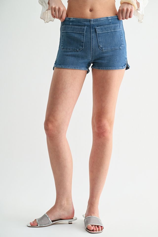 Jemina Denim Mid-Rise Patch Pocket Denim Short #1