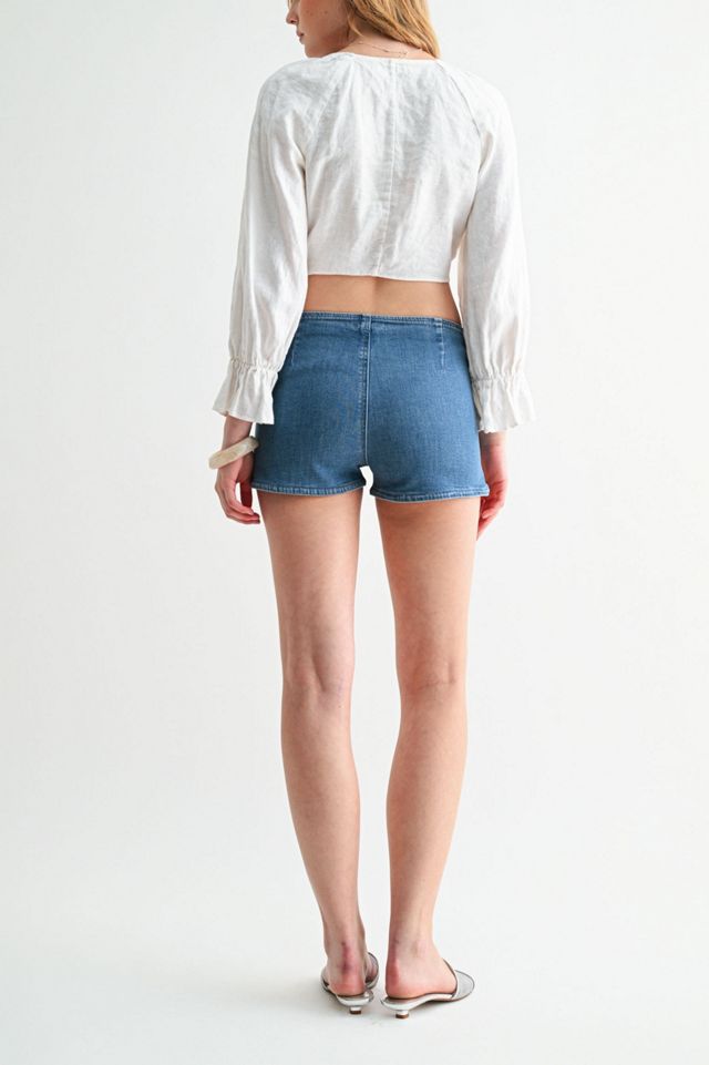 Jemina Denim Mid-Rise Patch Pocket Denim Short #4