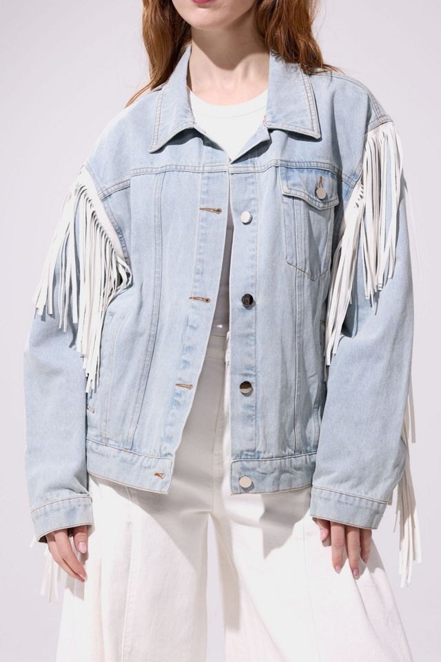 Azalea Wang Arla Fringe Denim Jacket | Urban Outfitters