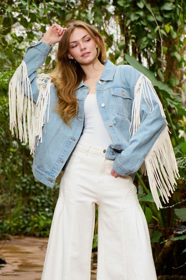 Azalea Wang Arla Fringe Denim Jacket | Urban Outfitters