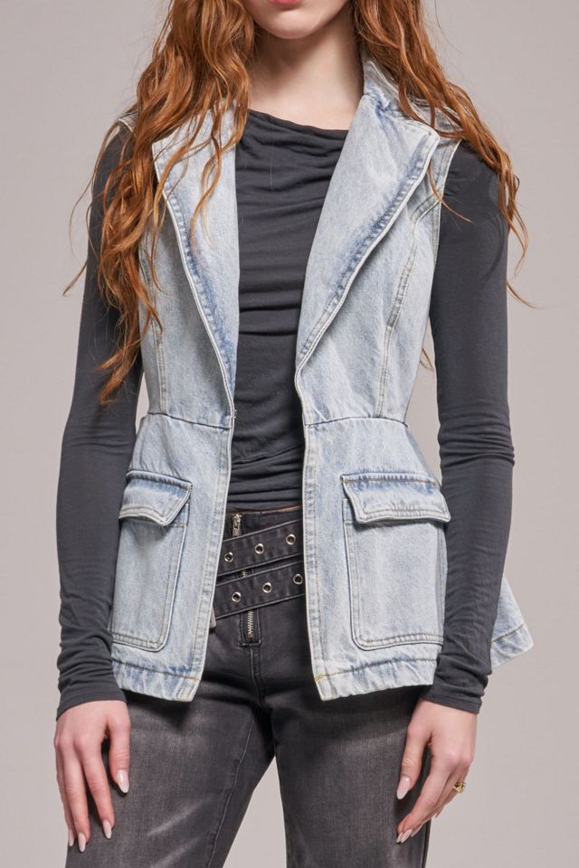 Azalea Wang Ryn Peplum Denim Vest #1