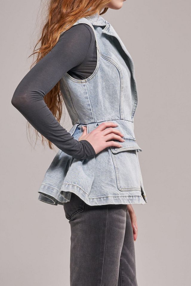Azalea Wang Ryn Peplum Denim Vest #2