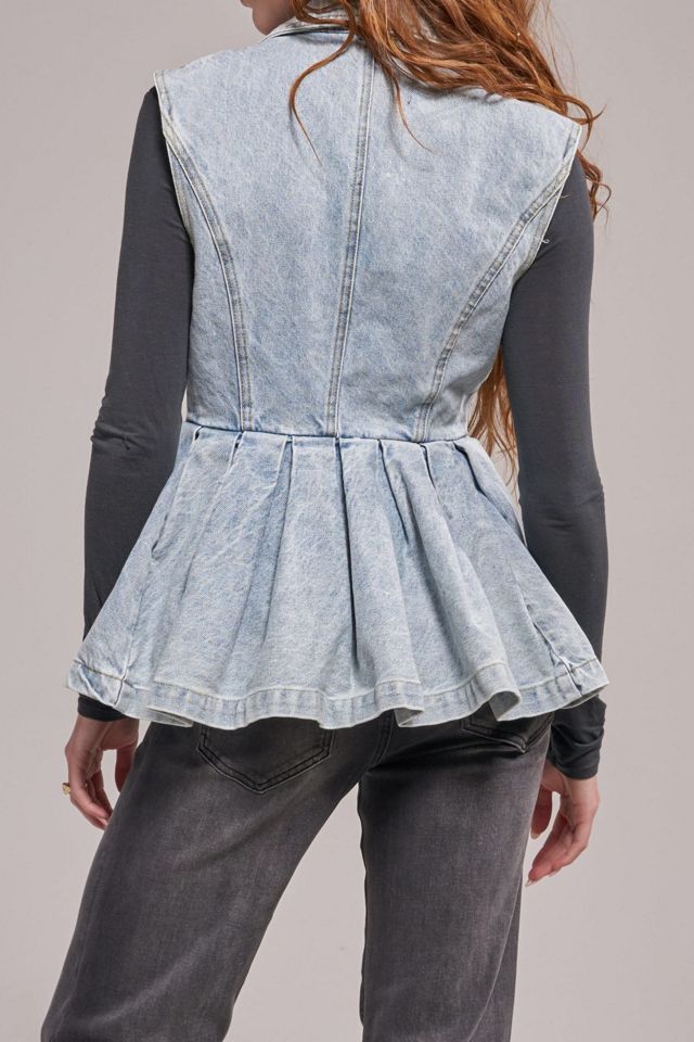 Azalea Wang Ryn Peplum Denim Vest #3