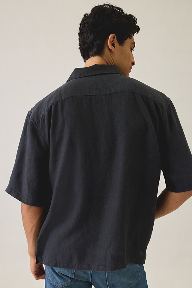 AllSaints Avia Embroidered Linen Short Sleeve Shirt #1