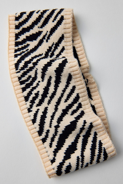 Zebra Intarsia Knit Headwrap Headband