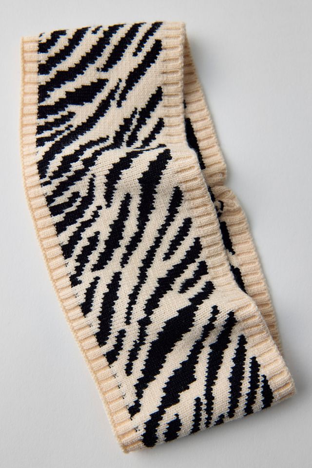 Zebra Intarsia Knit Headwrap Headband #1