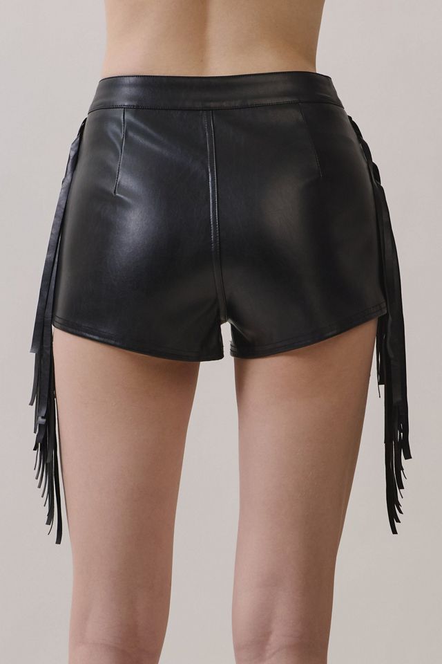 Personal Code Quincy Fringe Pleather Shorts #3